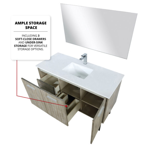 Lancy 48W x 20D Rustic Acacia Bath Vanity and White Quartz Top