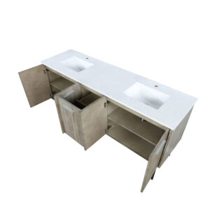 Lancy 72W x 20D Rustic Acacia Double Bath Vanity and White Quartz Top