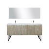 Lancy 72W x 20D Rustic Acacia Double Bath Vanity, Cultured Marble Top, Brushed Nickel Faucet Set and 70Mirror