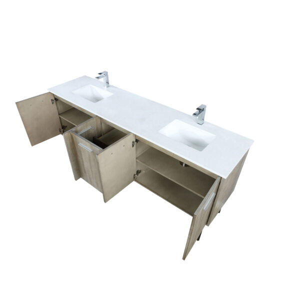 Lancy 80W x 20D Rustic Acacia Double Bath Vanity, Cultured Marble Top and Chrome Faucet Set