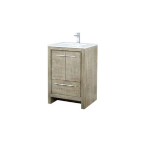 Lafarre 24W x 20D Rustic Acacia Bath Vanity, Cultured Marble Top and Chrome Faucet Set