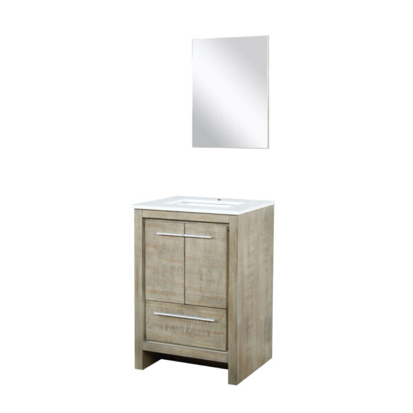 Lafarre 24W x 20D Rustic Acacia Bath Vanity, Cultured Marble Top and 18Mirror