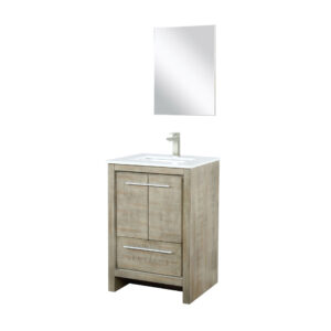 Lafarre 24W x 20D Rustic Acacia Bath Vanity, Cultured Marble Top, Brushed Nickel Faucet Set and 18Mirror