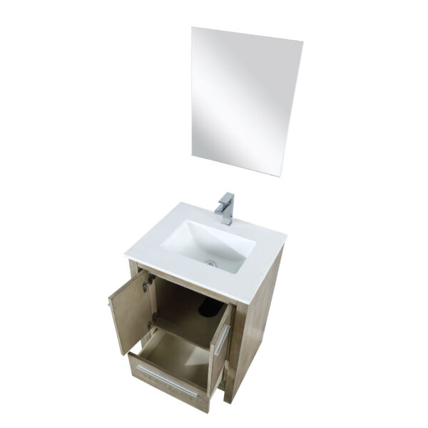 Lafarre 24W x 20D Rustic Acacia Bath Vanity, Cultured Marble Top, Chrome Faucet Set and 18Mirror