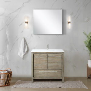 Lafarre 36W x 20D Rustic Acacia Bath Vanity and Cultured Marble Top