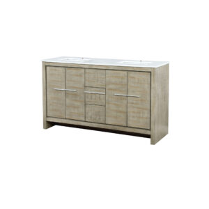 Lafarre 60W x 20D Rustic Acacia Double Bath Vanity and Cultured Marble Top