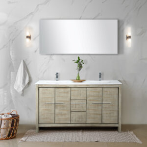 Lafarre 60W x 20D Rustic Acacia Double Bath Vanity and Cultured Marble Top