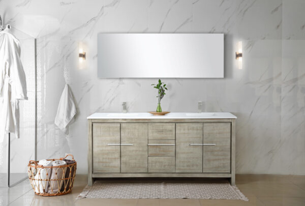 Lafarre 72W x 20D Rustic Acacia Double Bath Vanity and Cultured Marble Top