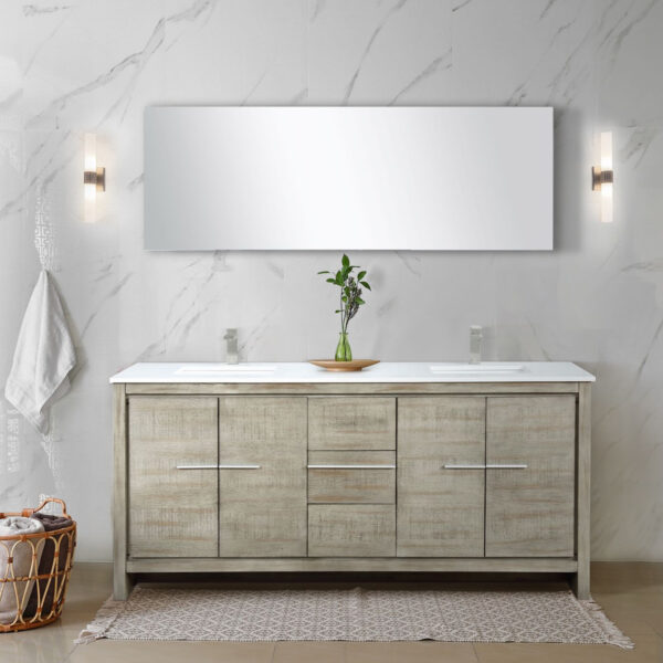 Lafarre 72W x 20D Rustic Acacia Double Bath Vanity and Cultured Marble Top