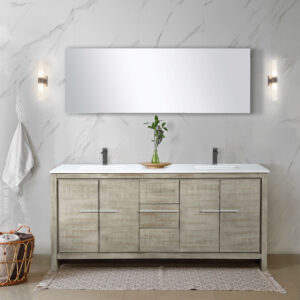 Lafarre 72W x 20D Rustic Acacia Double Bath Vanity, Cultured Marble Top and Gun Metal Faucet Set