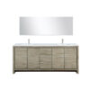 Lafarre 80W x 20D Rustic Acacia Double Bath Vanity, Cultured Marble Top, Brushed Nickel Faucet Set and 70Mirror