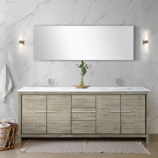 Lafarre 80W x 20D Rustic Acacia Double Bath Vanity and Cultured Marble Top