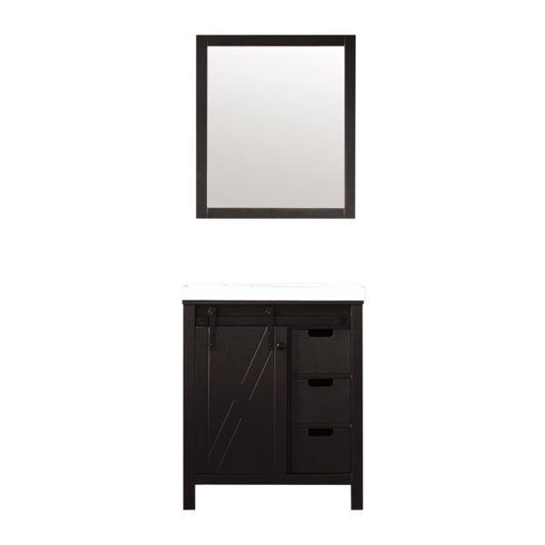 Marsyas 30W x 22D Brown Bath Vanity, Cultured Marble Countertop and 28Mirror