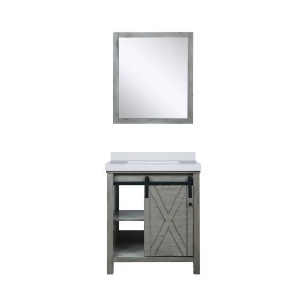 Marsyas 30W x 22D Ash Grey Bath Vanity, Cultured Marble Countertop and 28Mirror