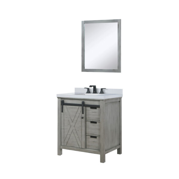 Marsyas 30W x 22D Ash Grey Bath Vanity, Cultured Marble Countertop, Faucet Set and 28Mirror