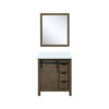 Marsyas 30W x 22D Rustic Brown Bath Vanity, Cultured Marble Countertop and 28Mirror