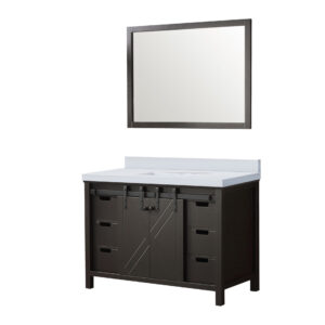 Marsyas 48W x 22D Brown Bath Vanity, Cultured Marble Countertop and 44Mirror