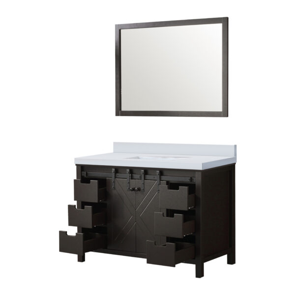 Marsyas 48W x 22D Brown Bath Vanity, Cultured Marble Countertop and 44Mirror