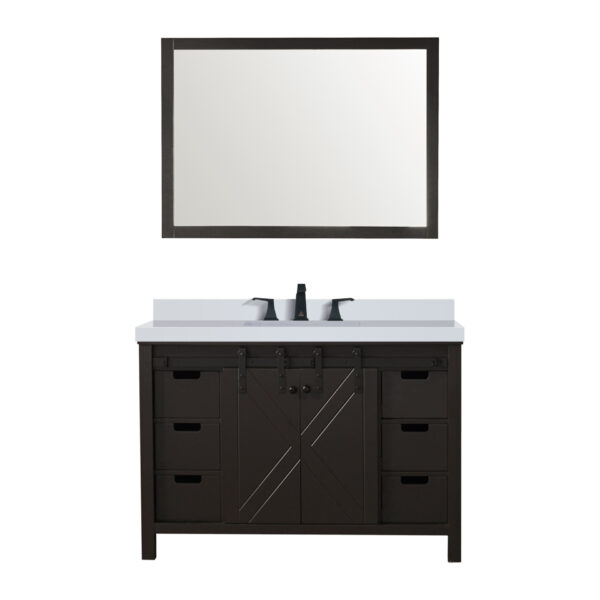 Marsyas 48W x 22D Brown Bath Vanity, Cultured Marble Countertop, Faucet Set and 44Mirror