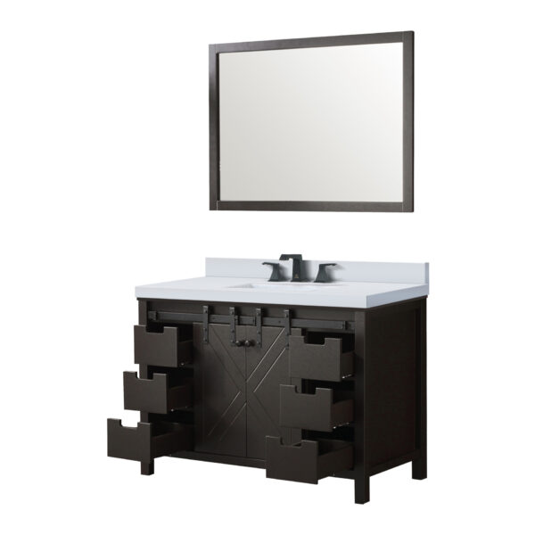 Marsyas 48W x 22D Brown Bath Vanity, Cultured Marble Countertop, Faucet Set and 44Mirror