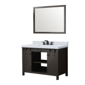 Marsyas 48W x 22D Brown Bath Vanity, Cultured Marble Countertop, Faucet Set and 44Mirror