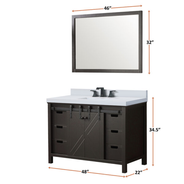 Marsyas 48W x 22D Brown Bath Vanity and 44Mirror