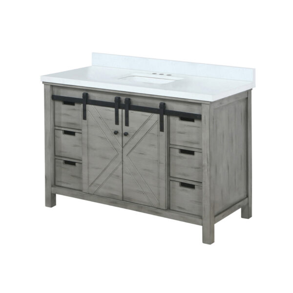 Marsyas 48W x 22D Ash Grey Bath Vanity and White Quartz Countertop