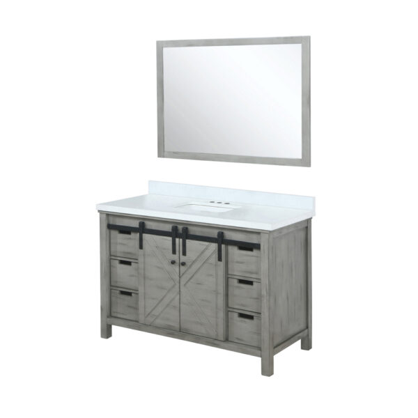 Marsyas 48W x 22D Ash Grey Bath Vanity, Cultured Marble Countertop and 44Mirror