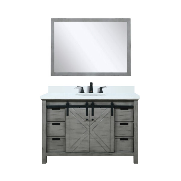 Marsyas 48W x 22D Ash Grey Bath Vanity, Cultured Marble Countertop, Faucet Set and 44Mirror