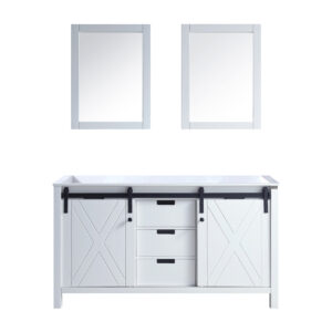 Marsyas 60W x 22D White Double Bath Vanity and 24Mirrors