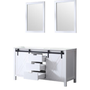 Marsyas 60W x 22D White Double Bath Vanity and 24Mirrors