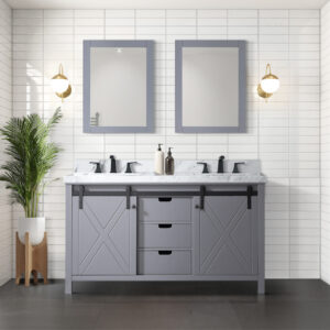 Marsyas 60W x 22D Dark Grey Double Bath Vanity and 24Mirrors