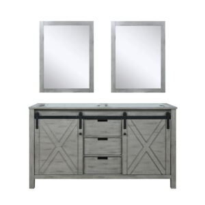 Marsyas 60W x 22D Ash Grey Double Bath Vanity and 24Mirrors