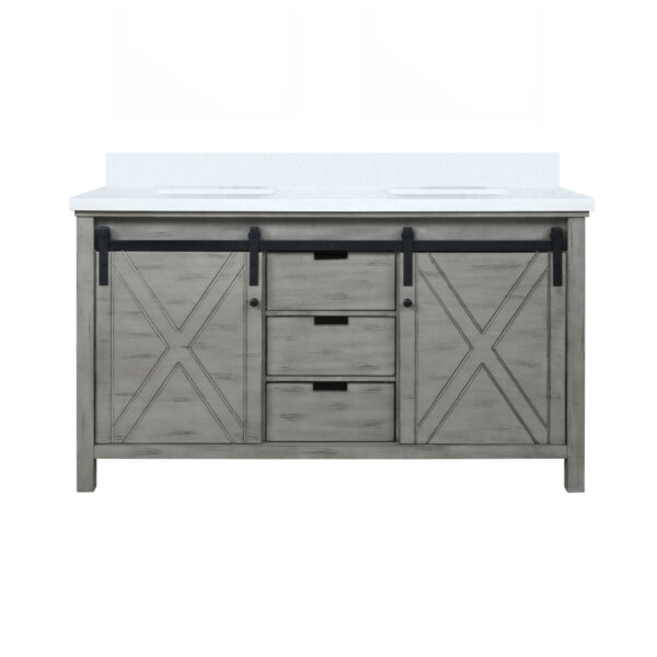 Marsyas 60W x 22D Ash Grey Double Bath Vanity and Cultured Marble Countertop