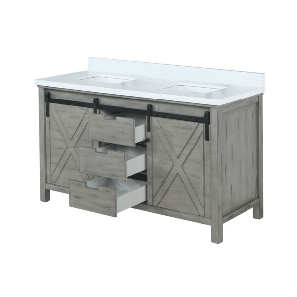 Marsyas 60W x 22D Ash Grey Double Bath Vanity and Cultured Marble Countertop