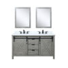 Marsyas 60W x 22D Ash Grey Double Bath Vanity, Cultured Marble Countertop, Faucet Set and 24Mirrors