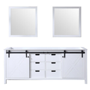 Marsyas 80W x 22D White Double Bath Vanity and 30Mirrors