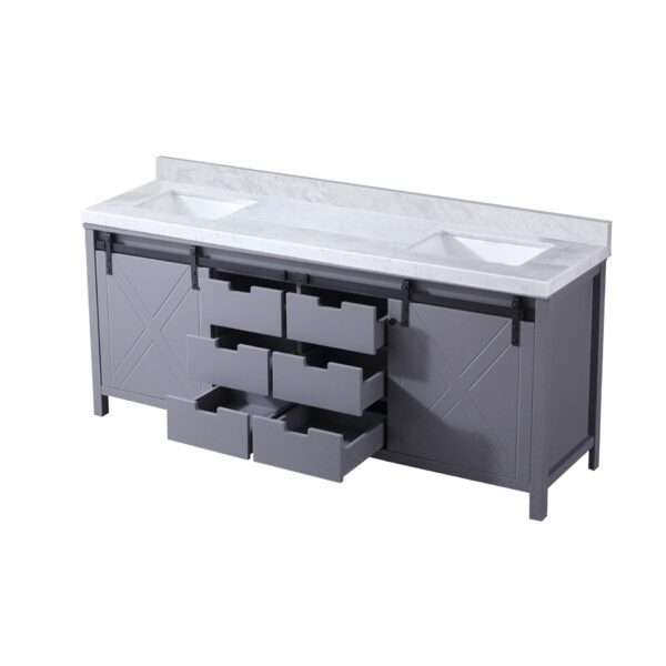 Marsyas 80W x 22D Dark Grey Double Bath Vanity and Carrara Marble Countertop