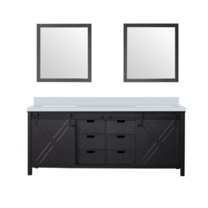 Marsyas 80W x 22D Brown Double Bath Vanity, Cultured Marble Countertop and 30Mirrors