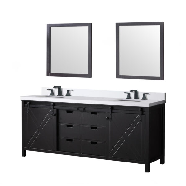 Marsyas 80W x 22D Brown Double Bath Vanity, Cultured Marble Countertop, Faucet Set and 30Mirrors