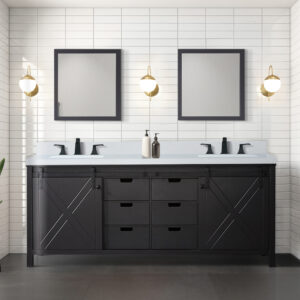 Marsyas 80W x 22D Brown Double Bath Vanity and 30Mirrors