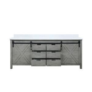 Marsyas 80W x 22D Ash Grey Double Bath Vanity and Cultured Marble Countertop