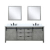 Marsyas 80W x 22D Ash Grey Double Bath Vanity, Cultured Marble Countertop, Faucet Set and 30Mirrors