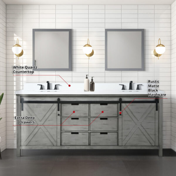 Marsyas 80W x 22D Ash Grey Double Bath Vanity and 30Mirrors