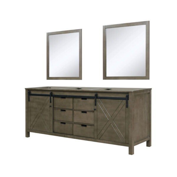 Marsyas 80W x 22D Rustic Brown Double Bath Vanity and 30Mirrors