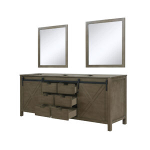 Marsyas 80W x 22D Rustic Brown Double Bath Vanity and 30Mirrors