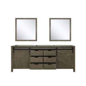 Marsyas 80W x 22D Rustic Brown Double Bath Vanity and 30Mirrors