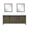 Marsyas 80W x 22D Rustic Brown Double Bath Vanity, Cultured Marble Countertop and 30Mirrors