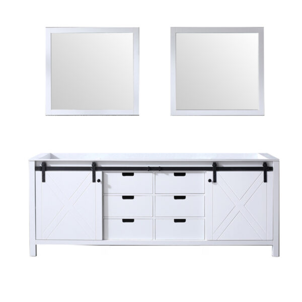 Marsyas 84W x 22D White Double Bath Vanity and 34Mirrors