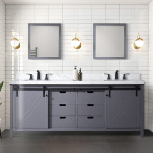 Marsyas 84W x 22D Dark Grey Double Bath Vanity and 34Mirrors